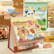 [YEDY-t] Portable Coil 2026 Desk Calendar Capybara/Panda Desktop Decoration Calendar Schedule Planne