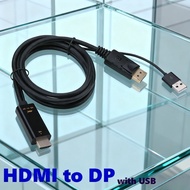 1.8m 4K HDMI to DisplayPort Adapter Cable with USB Power Converter for PC Monitor Projector  Kabel P