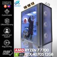 Custom Gaming PC Desktop Computer - AMD Ryzen 7 7700 + RTX 4070 SUPER 4070S 12GB - SAMURAI White Aes