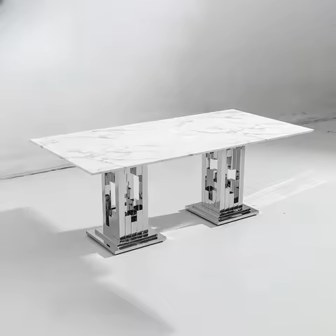 8 seats size 2m 3m long dining room set rectangular marble 201 stainless steel base dining table