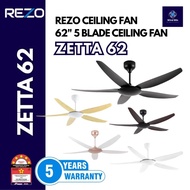 REZO 5 BLADE CEILING FAN ZETTA 62 DC MOTOR 62 INCH 18 SPEEDS 5 YEARS WARRANTY