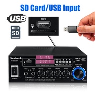 Original 2ช่องเครื่องขยายเสียงบลูทูธบ้านรถสเตอริโอวิทยุ FM AUX SD + USB + 2Mic 660BT 220V + DC12V（10