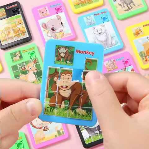 10-50 Pcs 7CM Cartoon Animal Puzzle Sliding Puzzle Kids Birthday Party Favors School Kindergarten Pr