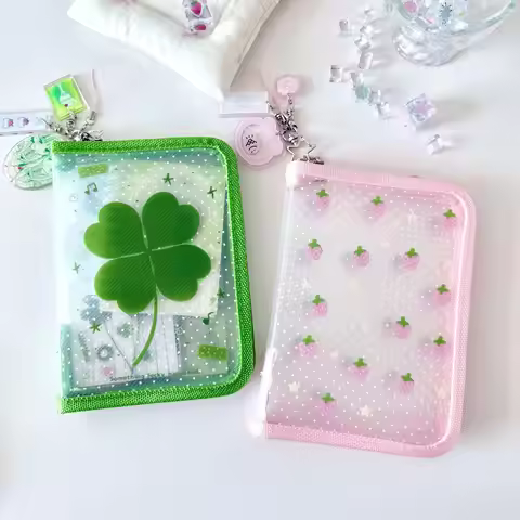 1pc A6 Size Cute Stationery Storage Folder File PP Twill Zipper Pouch Document Bag Zip File Folder S