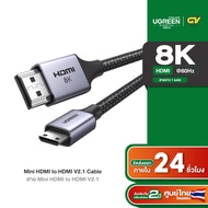 UGREEN สาย Mini HDMI to HDMI 8K60Hz HDMI V2.1 หัวอลูมิเนียม สายยาว 1 เมตร รุ่น 15514