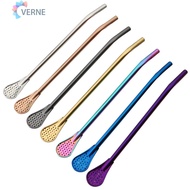 VERNE 5Pcs Stainless Steel Metal Drinking Straw Reusable Straws Multi-function Gourd Bombilla Filter Drinking Spoon
