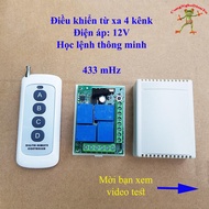 Bộ điều khiển từ xa RF 12v - 4 kênh remote nhựa trắng có anten 433mhz