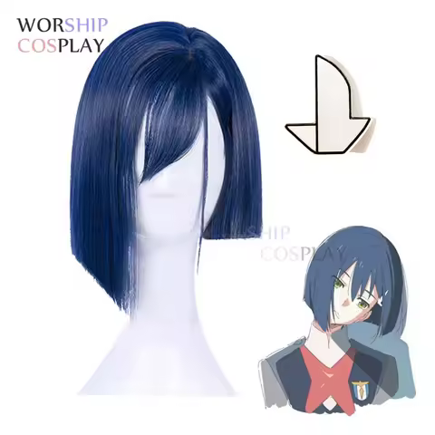 015 Ichigo DARLING in the FRANXX Short Blue Cosplay Wigs Synthetic Hair Perucas Cosplay Costume Wig+