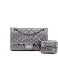 Chanel Metallic Dark Silver Quilted Calfskin 2.55 Small Reissue 225 Double Flap Ruthenium Hardware, 2008-2009