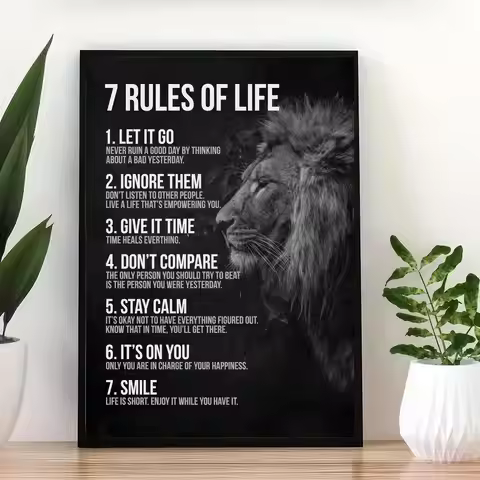 1pc Canvas Poster, Vintage Art, Inspirational Quotes Poster, 7 Rules Of Life, Ideal Gift For Bedroom