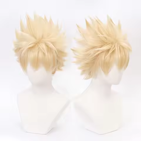 Anime My Hero Academia Bakugou Katsuki Bakugo Short Linen Blonde Heat Resistant Baku no Hero Cosplay