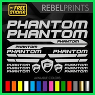 ◇ ☍ PHANTOM Bike Frame Vinyl Sticker Decal for Mountain Bike and Road Bike and Fixie