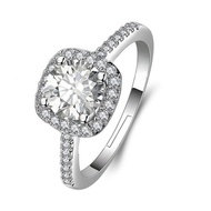 SILVER INLANd SQUARE CRYSTAL RING ADJUSTABLE SIZE