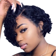 HEITIGN Wig Curly Short Curly Wig Afro Human Hair Wig Fashion Lace Front Wig for Black Women Virgin 