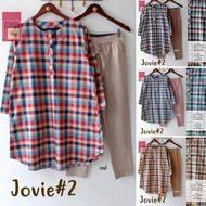 New jovie #2 set Setelan Celana Wanita baju kerja modis motif kotak