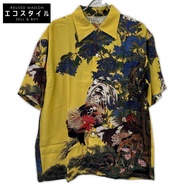 Sun Surf SS38471 伊藤若衝「多彩生命之境」繡球花與兩隻小雞夏威夷襯衫 XL [二手]