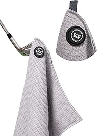 Magnetic Golf Towel for Golf Bags - Microfiber Golf Towels for Men &amp; Women - Waffle Golf Bag Towel with Magnet (Gray)