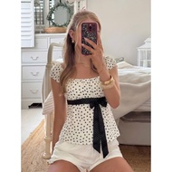 |ORD 7 DAYS| Little girl's bow tie waist shirt