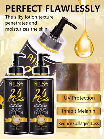 AILKE 24k Gold Perfect Flawlessly Body Lotion, Whitening, Inhibit Melanin, Moisturizing, UV Protect,