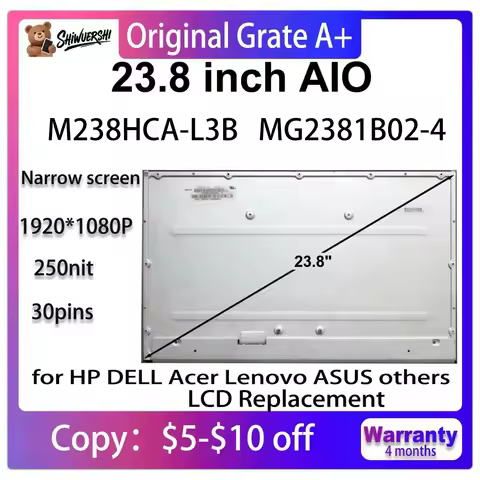 Wholesale 23.8 inch New Original A+ LCD screen Panel M238HCA L3B MG2381B02-4 Display M238HCA-L3B IPS