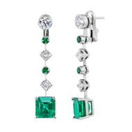 Chaumet White Gold, Emerald and Diamond Drop Earrings