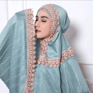 Mukena Dewasa Plisket Renda Mewah Bahan Silky Premium Travelling Jumbo terbaru 2023