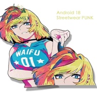 EARLFAMILY 13cm Streetwear Android 18 Fanart Car Sticker Scratch-Proof Bully Storage Flask Fishing T