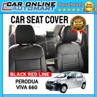 Perodua Viva 660 Black with Red Line Car Seat Cover PVC Leather Cushion Cover