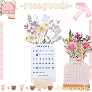 ROSE Bloomy Flowers Desk Calendar, Desk Calendar  Year Countdown Calendars, Portable Office Desk Decor Vase Shaped Gift Desktop Flip Calendar Home