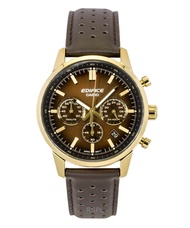 [Creationwatches] Casio Edifice Analog Chronograph Leather Strap Brown Dial Quartz EFR-575CL-5A 100M