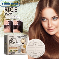 South Moon Rice Soap Promote Hair Growth Restores Damaged Hair Rice Water Shampoo Bar Repair Split Dry Damaged Hair Promotes Growth Refreshing Scalp Anti-hair Loss Natural Rice Soap Nourish Repair Damaged Hair Care （100g）