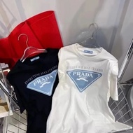 1PRADA428 2025 Triangle LOGO New Style Trendy Letter LOGO Printed Fashion Casual Loose Short-Sleeved