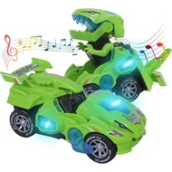 Toys for 3-6 Year Old Boys Transforming Car Toys with LED Light and Music Dinosaur Toy Birthday Gift