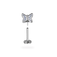 CZ Social Butterfly Titanium Flatback Earring (1ชิ้น)