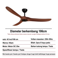 [Natural wood blade] 52 inch ceiling fan light silent ceiling fan with remote control 5 year warrant