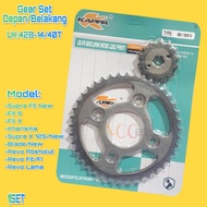 Gear Gir Set Depan/Belakang 428-14T/40T Supra Fit New/Kharisma/Supra X 125/Blade/Revo Abs/Kirana High Quality