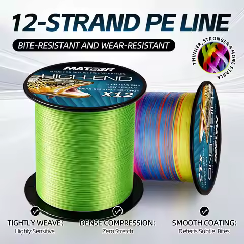 MATEER X12 Braided Fishing Line 300m/500m/1000M 12 Strand Braided PE Line Super Strong Smooth Multif