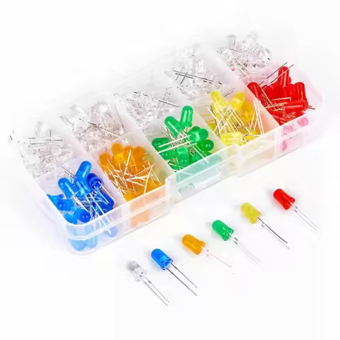 200PCS Light Emitting Diode F5MM LED White Light + Color Light 5MM 5 Color LED Set