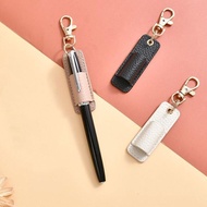 Portable Leather Pen Clip Neck Hanging Keychain Office Pen Storage Holder U4e5