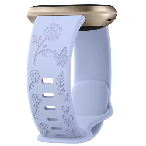Soft TPU Flower Engraved Band for Fitbit Versa 4/Versa 3 Strap Sport Watchband for Fitbit Sense/Sens