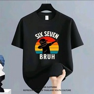 67 Black T-Shirt Cool Men's Junior Shirt Six Seven Pattern Beautiful T-Shirts Are Currently Popular.