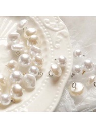 Hebilla redonda con cuentas de imitación de perlas falsas en 10/20 piezas con diferentes formas y base de plástico para suéteres, cardigans, vestidos, camisas, costura y manualidades DIY
