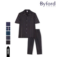 Byford Baju Tidur Lelaki | (1 Pc) Byford Men Woven Cotton Short Sleeve Long Pant Pyjamas Assorted Co