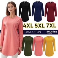 Muslimah Plus Size Baju Labuh Lengan Panjang Lefonse Plain Tee 100% Cotton Black/Navy/Maroon/Army Gr