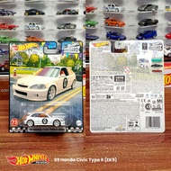 Hot Wheels Premium Boulevard 99 Honda Civic Type R EK9 Japan Sticker