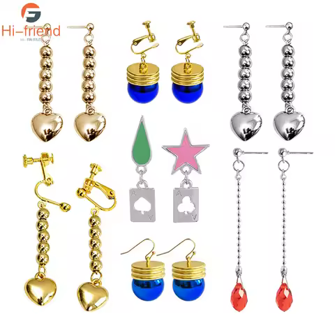 Anime HUNTER X HUNTER Hisoka Earrings Poker Heart Star Teardrop Pendant Earrings for Women Men Cospl