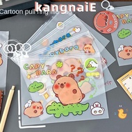 KANGNAI Test Paper Storage Pouch, Light Cute Cartoon Capybara File Bag,  Transparent PVC Portable Zi