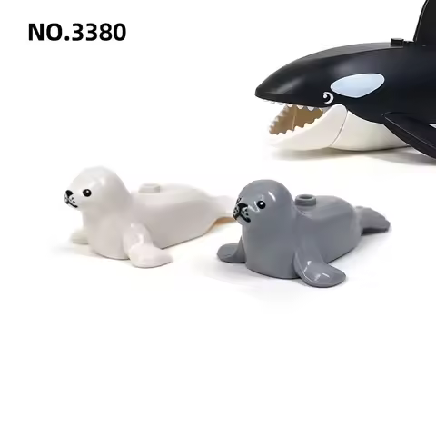 Aquarium Seal Killer Whale Lantern Fish/Shark/Devil Fish/Whale MOC Building Blocks Zoo Bricks Toys C