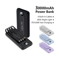 [SG Stock]3 CCC Powerbank Fast Charging 120W 30000 mAh Power Bank With Built in Cable for iPhone Sam