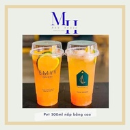 SET of 50 PET PLASTIC CUP WITH TALL LID SIZE 360ML / 500ML – TRANSPARENT TYPE PET Cup 9oz PET Cup 16